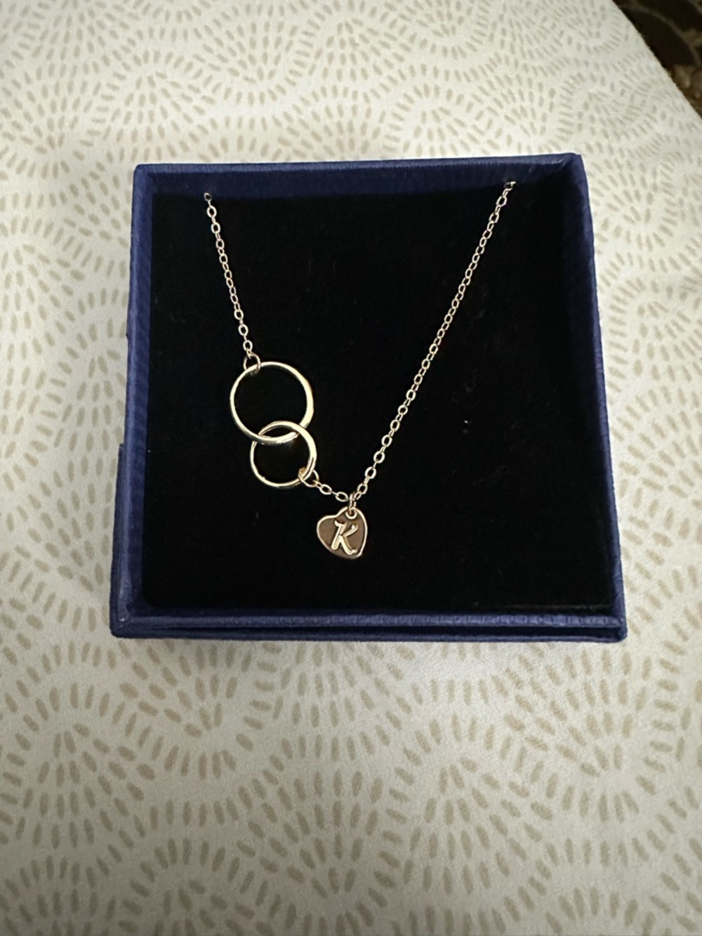 14kt Gold Plated Sterling Silver Initial “K” Heart & Circles  Pendant Necklace